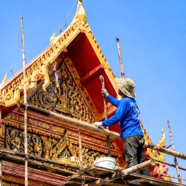 รับทาสีโบสถ์สีทอง งานพุทธศิลป์