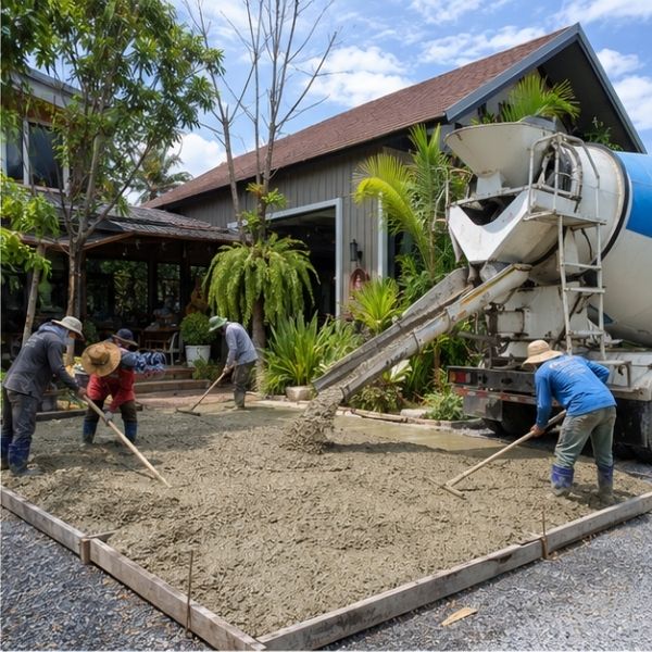 เทพื้นคอนกรีตทางเข้าออกโครงการ ต้องวางเหล็กและรอยต่อแบบไหน