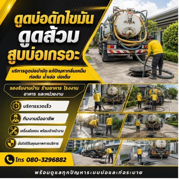 บริการดูดบ่อดักไขมัน สูบบ่อเกรอะ ดูดส้วม ครบวงจรโดย สูบส้วม-ดูดส้วม