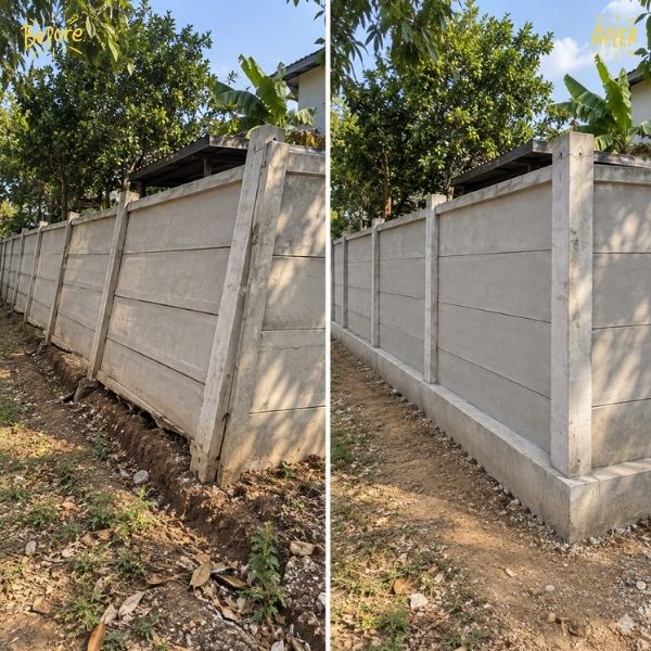 แก้กำแพงรั้วบ้านเอียง FenceFix #5