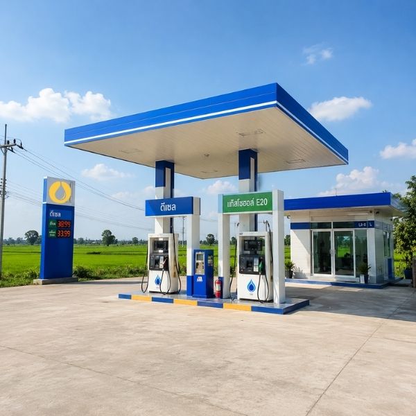 ลานคอนกรีตและหลังคาปั๊ม FuelStation #3