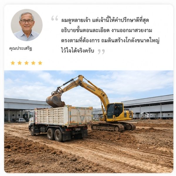 รีวิวลูกค้า EarthMove ถมที่ดินเปล่า จ.ปทุมธานี