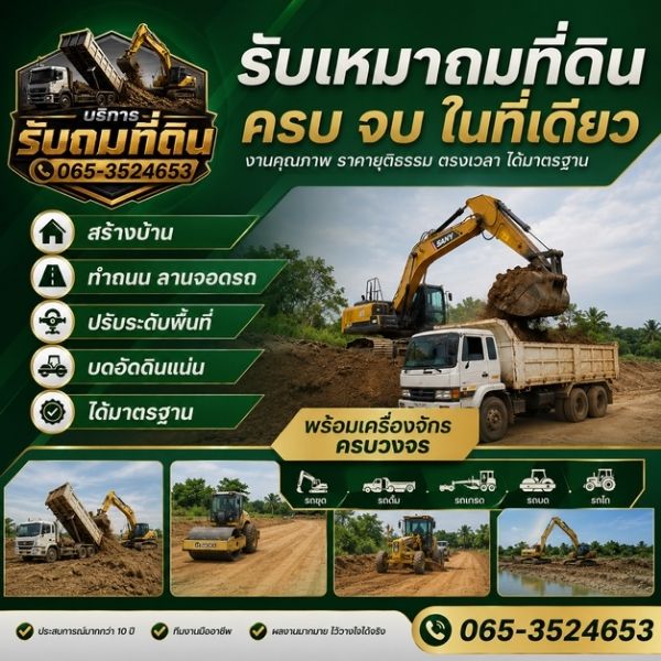 ผลงานงานเครื่องจักร โดย EarthMove รับถมดิน ปรับที่ดิน