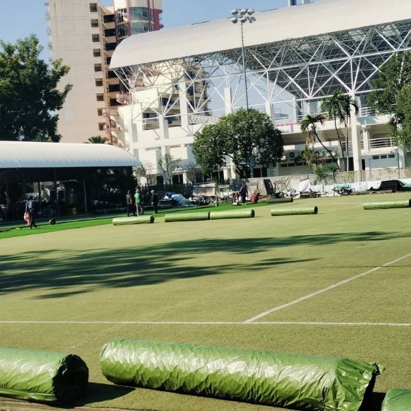 ผลงานหญ้าเทียมระเบียงคอนโด GreenTurf รับติดตั้งหญ้าเทียม