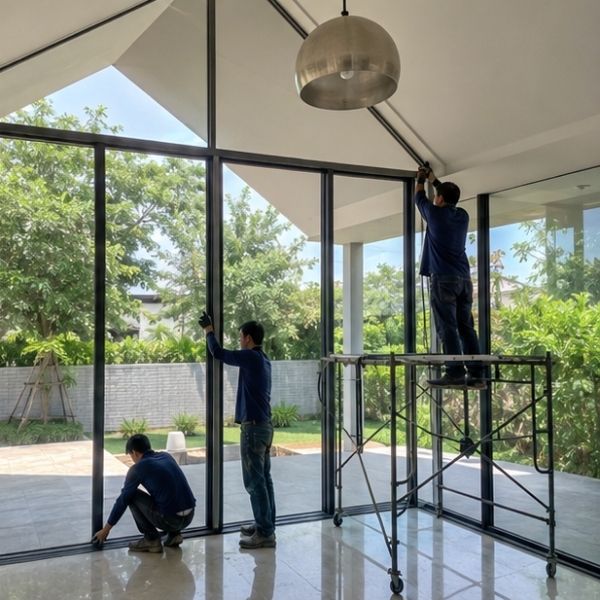 ผลงานกั้นห้องกระจกกันน้ำ GlassWorks ช่างกระจก-อลูมิเนียม #1