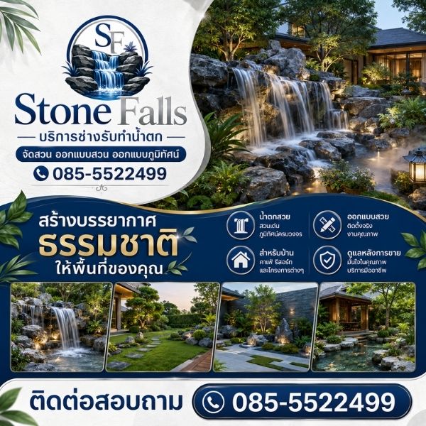 เทคนิคการทำน้ำตกและจัดสวนภูมิทัศน์อย่างมืออาชีพ StoneFalls