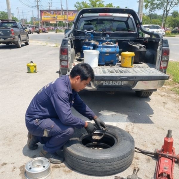 ปะยางรถบรรทุกนอกสถานที่ TireRescue #4