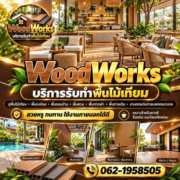 ผลงานปูพื้นไม้เทียม พื้นระเบียง WoodWorks #1