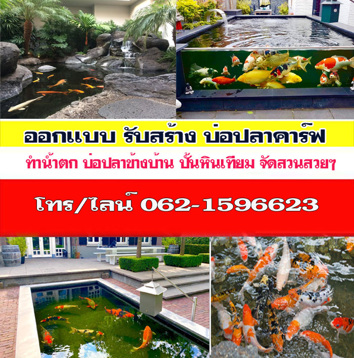รับออกแบบบ่อปลาคราฟอำเภอเมืองนนทบุรี โทร 062-1596623
